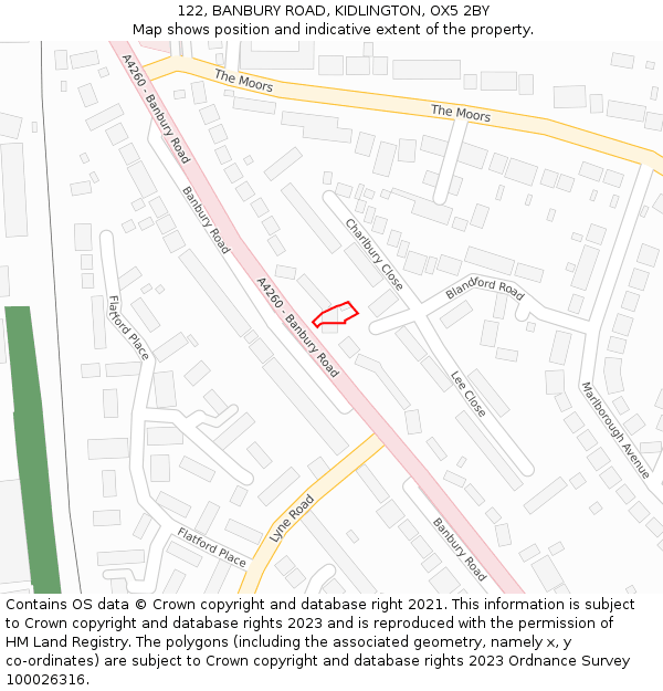 122, BANBURY ROAD, KIDLINGTON, OX5 2BY: Location map and indicative extent of plot