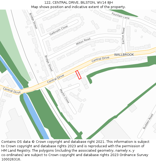 122, CENTRAL DRIVE, BILSTON, WV14 8JH: Location map and indicative extent of plot