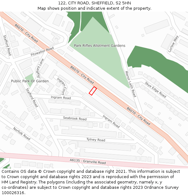 122, CITY ROAD, SHEFFIELD, S2 5HN: Location map and indicative extent of plot