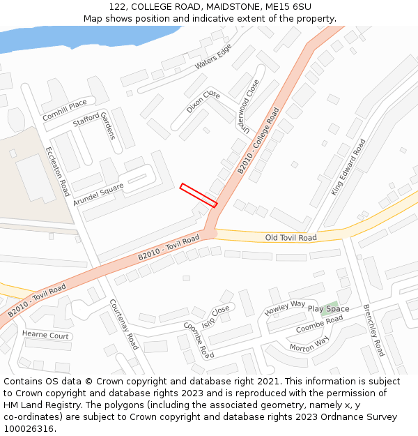 122, COLLEGE ROAD, MAIDSTONE, ME15 6SU: Location map and indicative extent of plot