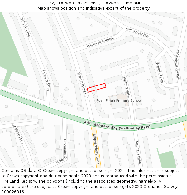 122, EDGWAREBURY LANE, EDGWARE, HA8 8NB: Location map and indicative extent of plot