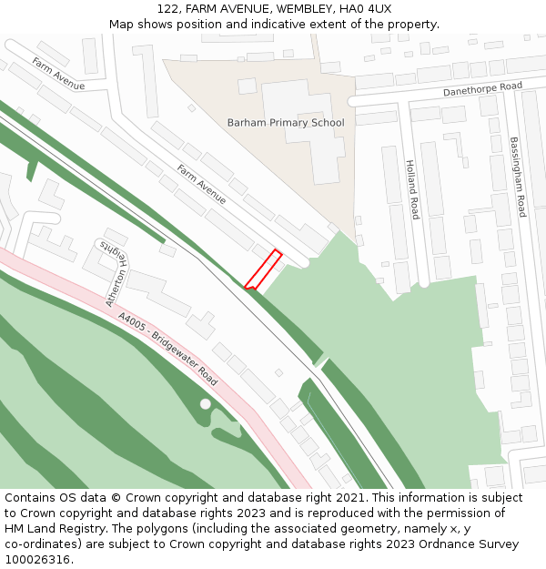 122, FARM AVENUE, WEMBLEY, HA0 4UX: Location map and indicative extent of plot