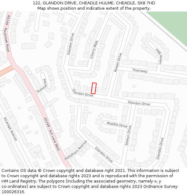 122, GLANDON DRIVE, CHEADLE HULME, CHEADLE, SK8 7HD: Location map and indicative extent of plot