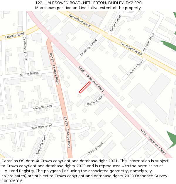 122, HALESOWEN ROAD, NETHERTON, DUDLEY, DY2 9PS: Location map and indicative extent of plot