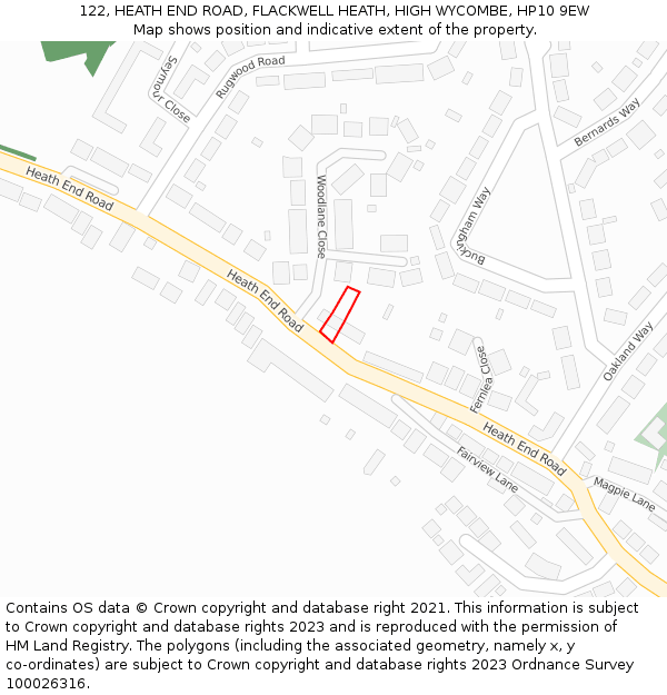 122, HEATH END ROAD, FLACKWELL HEATH, HIGH WYCOMBE, HP10 9EW: Location map and indicative extent of plot