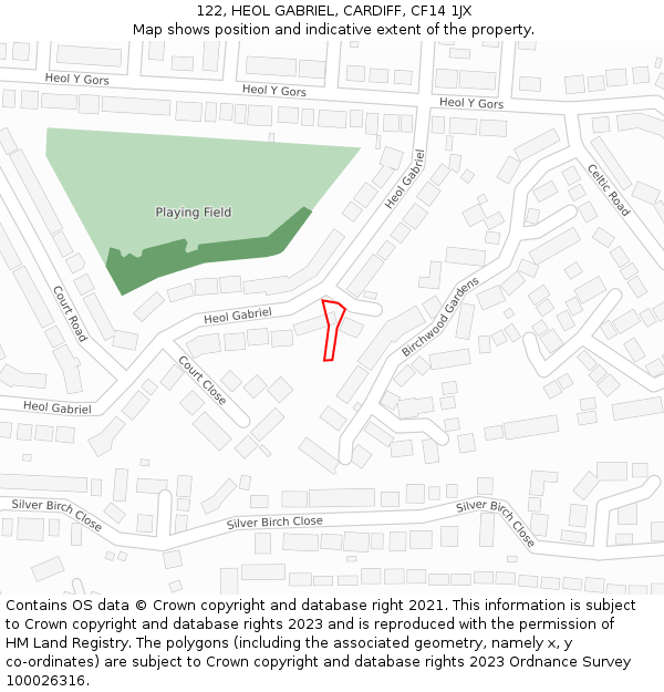 122, HEOL GABRIEL, CARDIFF, CF14 1JX: Location map and indicative extent of plot