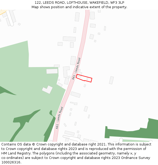 122, LEEDS ROAD, LOFTHOUSE, WAKEFIELD, WF3 3LP: Location map and indicative extent of plot