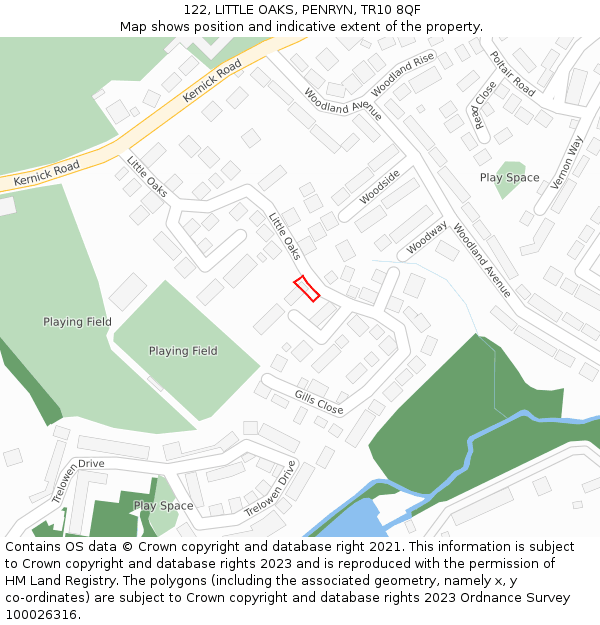 122, LITTLE OAKS, PENRYN, TR10 8QF: Location map and indicative extent of plot