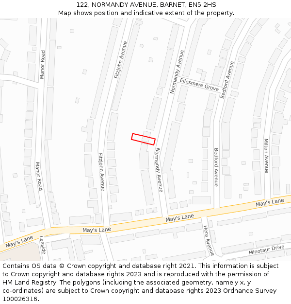 122, NORMANDY AVENUE, BARNET, EN5 2HS: Location map and indicative extent of plot