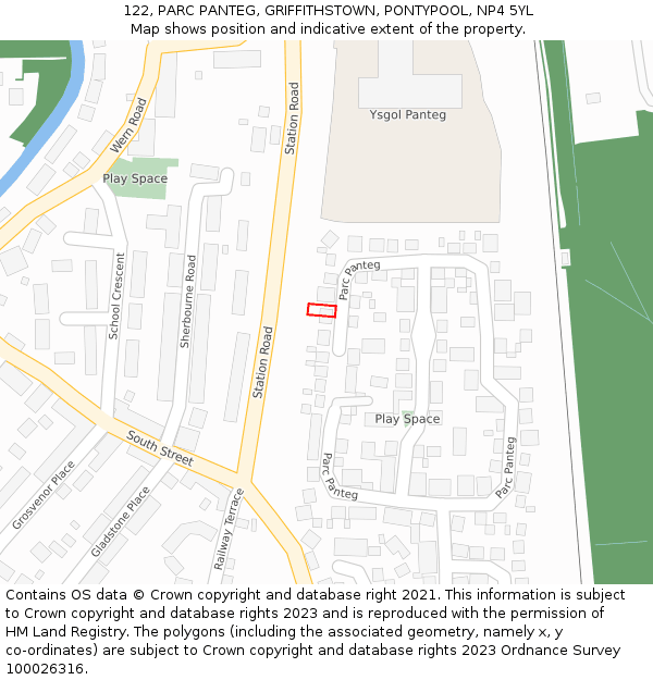 122, PARC PANTEG, GRIFFITHSTOWN, PONTYPOOL, NP4 5YL: Location map and indicative extent of plot