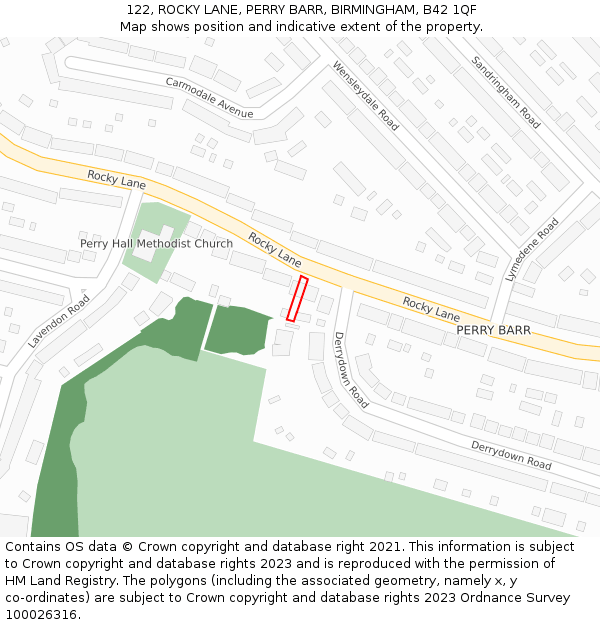 122, ROCKY LANE, PERRY BARR, BIRMINGHAM, B42 1QF: Location map and indicative extent of plot