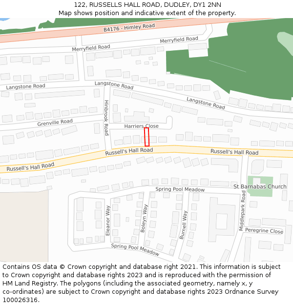 122, RUSSELLS HALL ROAD, DUDLEY, DY1 2NN: Location map and indicative extent of plot