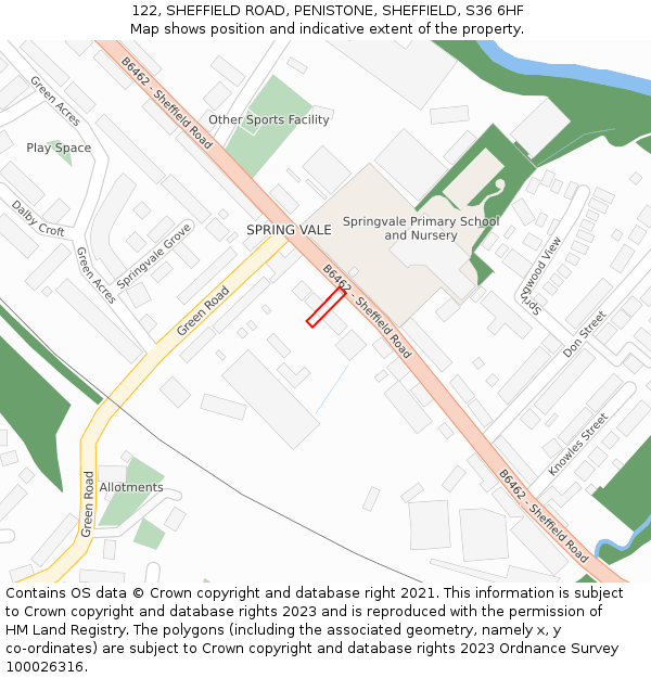 122, SHEFFIELD ROAD, PENISTONE, SHEFFIELD, S36 6HF: Location map and indicative extent of plot