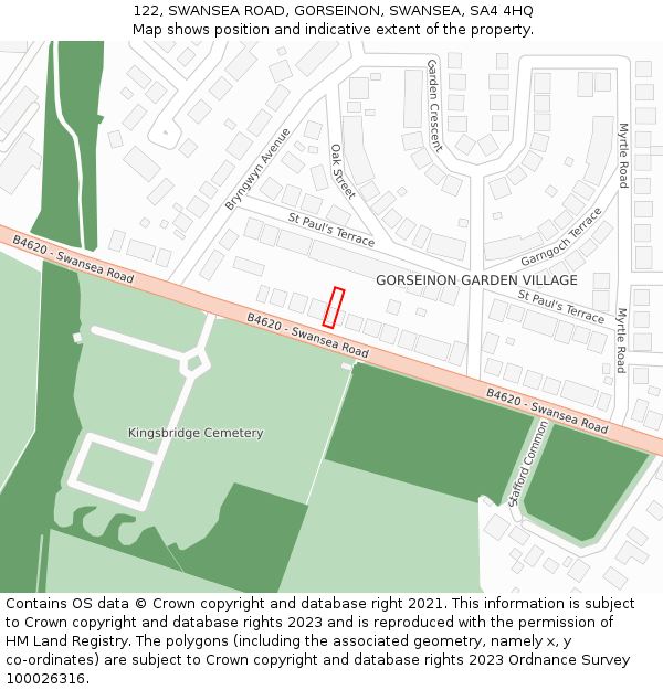 122, SWANSEA ROAD, GORSEINON, SWANSEA, SA4 4HQ: Location map and indicative extent of plot