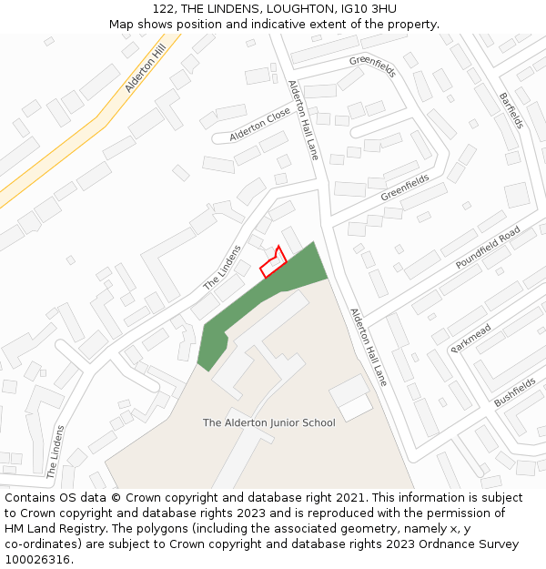 122, THE LINDENS, LOUGHTON, IG10 3HU: Location map and indicative extent of plot