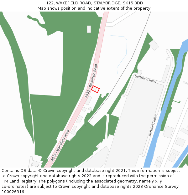 122, WAKEFIELD ROAD, STALYBRIDGE, SK15 3DB: Location map and indicative extent of plot