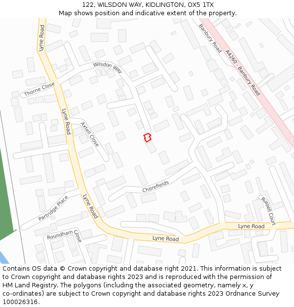 122, WILSDON WAY, KIDLINGTON, OX5 1TX: Location map and indicative extent of plot