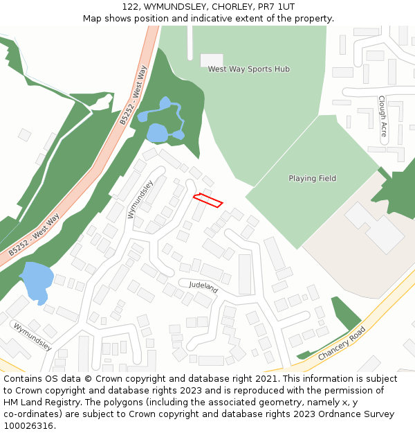 122, WYMUNDSLEY, CHORLEY, PR7 1UT: Location map and indicative extent of plot