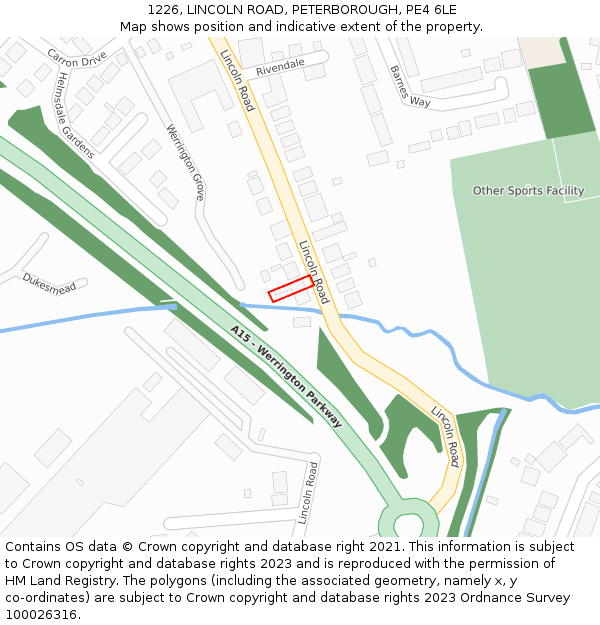 1226, LINCOLN ROAD, PETERBOROUGH, PE4 6LE: Location map and indicative extent of plot