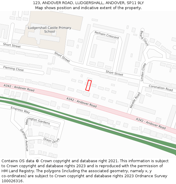 123, ANDOVER ROAD, LUDGERSHALL, ANDOVER, SP11 9LY: Location map and indicative extent of plot