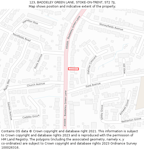 123, BADDELEY GREEN LANE, STOKE-ON-TRENT, ST2 7JL: Location map and indicative extent of plot