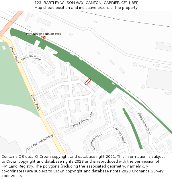 123, BARTLEY WILSON WAY, CANTON, CARDIFF, CF11 8EP: Location map and indicative extent of plot