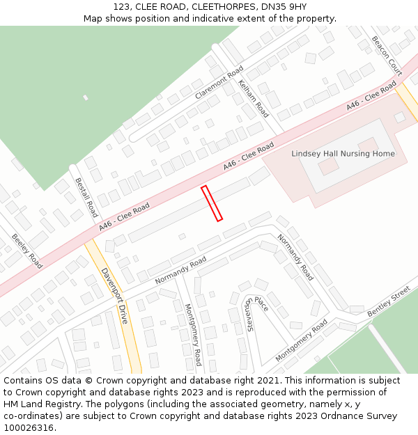 123, CLEE ROAD, CLEETHORPES, DN35 9HY: Location map and indicative extent of plot