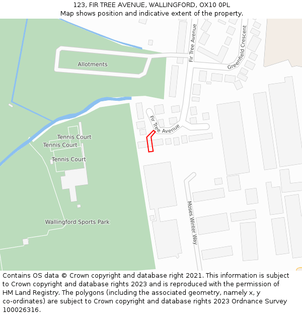 123, FIR TREE AVENUE, WALLINGFORD, OX10 0PL: Location map and indicative extent of plot