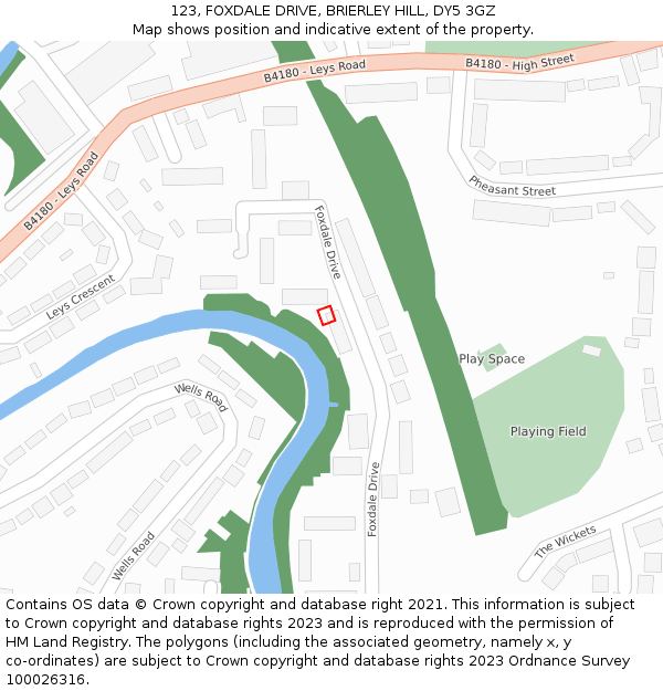 123, FOXDALE DRIVE, BRIERLEY HILL, DY5 3GZ: Location map and indicative extent of plot