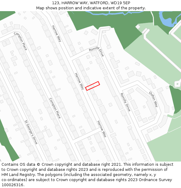 123, HARROW WAY, WATFORD, WD19 5EP: Location map and indicative extent of plot