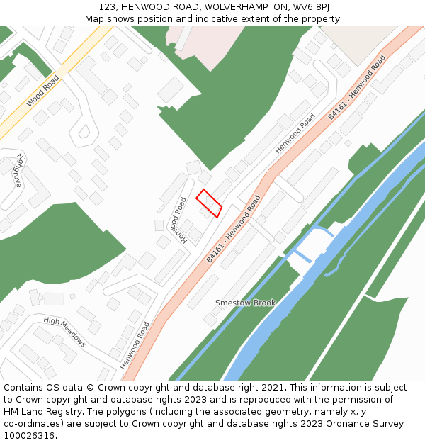 123, HENWOOD ROAD, WOLVERHAMPTON, WV6 8PJ: Location map and indicative extent of plot