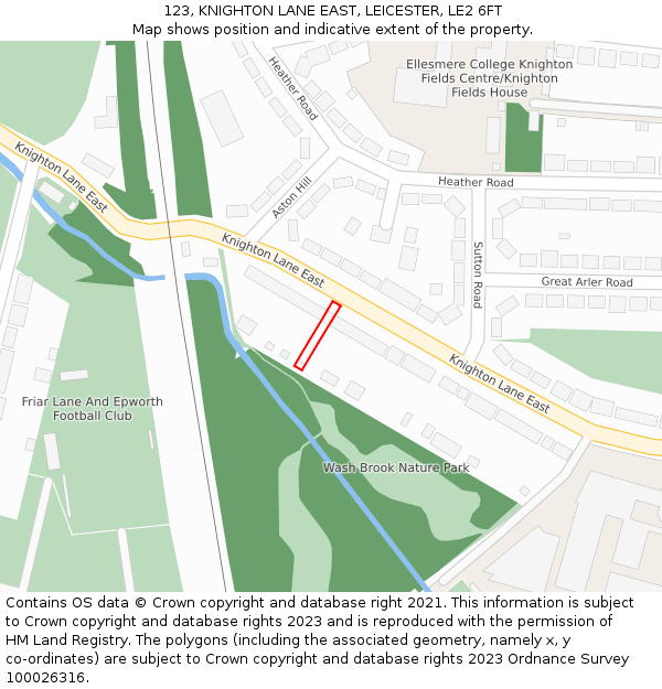 123, KNIGHTON LANE EAST, LEICESTER, LE2 6FT: Location map and indicative extent of plot