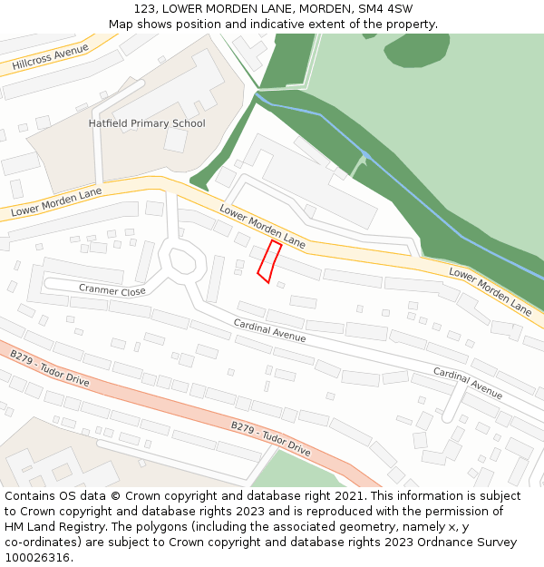 123, LOWER MORDEN LANE, MORDEN, SM4 4SW: Location map and indicative extent of plot