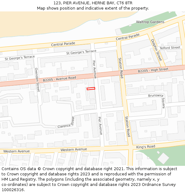 123, PIER AVENUE, HERNE BAY, CT6 8TR: Location map and indicative extent of plot