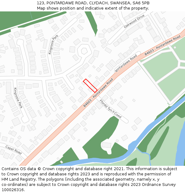 123, PONTARDAWE ROAD, CLYDACH, SWANSEA, SA6 5PB: Location map and indicative extent of plot