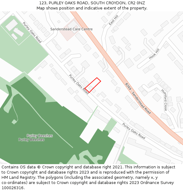 123, PURLEY OAKS ROAD, SOUTH CROYDON, CR2 0NZ: Location map and indicative extent of plot