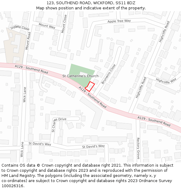 123, SOUTHEND ROAD, WICKFORD, SS11 8DZ: Location map and indicative extent of plot