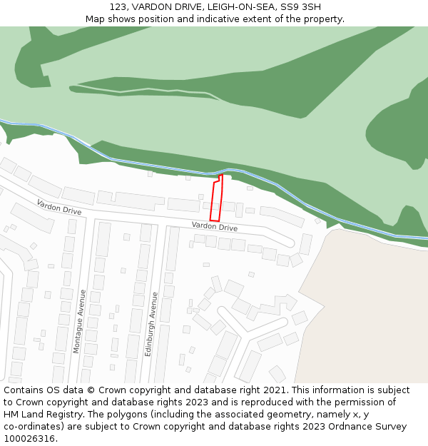 123, VARDON DRIVE, LEIGH-ON-SEA, SS9 3SH: Location map and indicative extent of plot