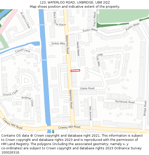 123, WATERLOO ROAD, UXBRIDGE, UB8 2QZ: Location map and indicative extent of plot