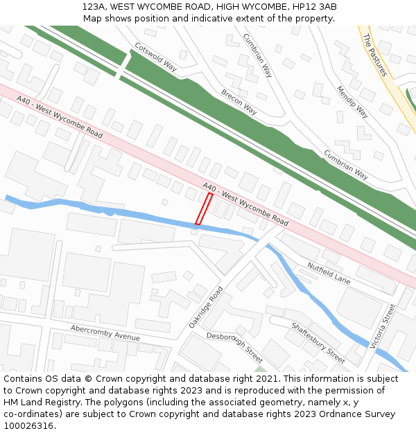 123A, WEST WYCOMBE ROAD, HIGH WYCOMBE, HP12 3AB: Location map and indicative extent of plot