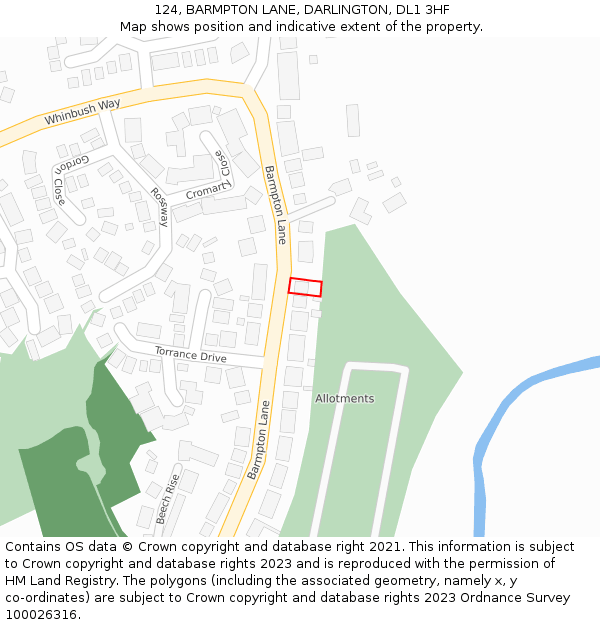 124, BARMPTON LANE, DARLINGTON, DL1 3HF: Location map and indicative extent of plot