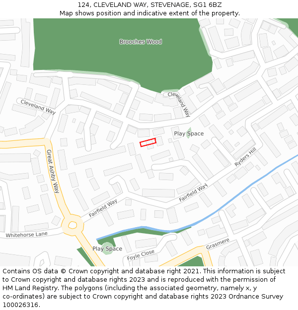 124, CLEVELAND WAY, STEVENAGE, SG1 6BZ: Location map and indicative extent of plot