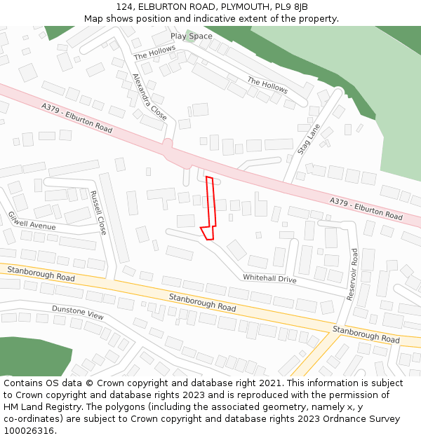 124, ELBURTON ROAD, PLYMOUTH, PL9 8JB: Location map and indicative extent of plot