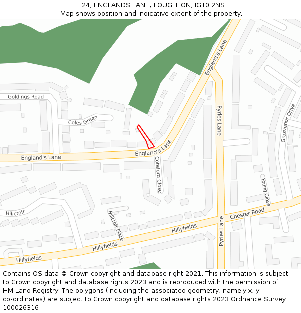 124, ENGLANDS LANE, LOUGHTON, IG10 2NS: Location map and indicative extent of plot