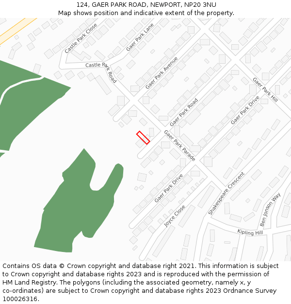 124, GAER PARK ROAD, NEWPORT, NP20 3NU: Location map and indicative extent of plot