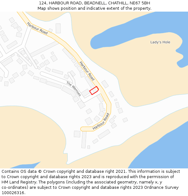 124, HARBOUR ROAD, BEADNELL, CHATHILL, NE67 5BH: Location map and indicative extent of plot