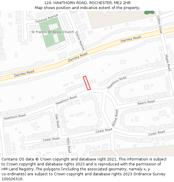 124, HAWTHORN ROAD, ROCHESTER, ME2 2HR: Location map and indicative extent of plot