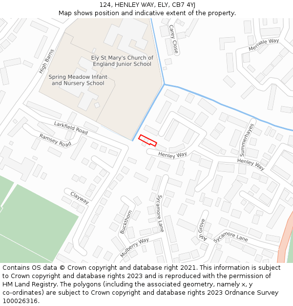 124, HENLEY WAY, ELY, CB7 4YJ: Location map and indicative extent of plot