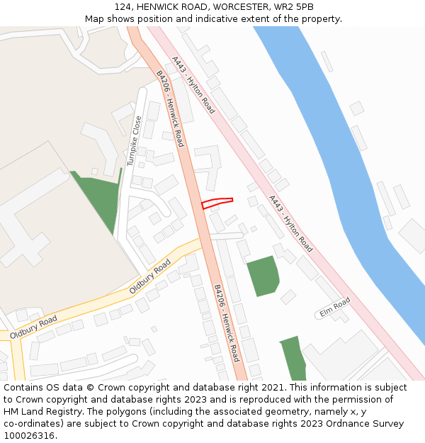 124, HENWICK ROAD, WORCESTER, WR2 5PB: Location map and indicative extent of plot