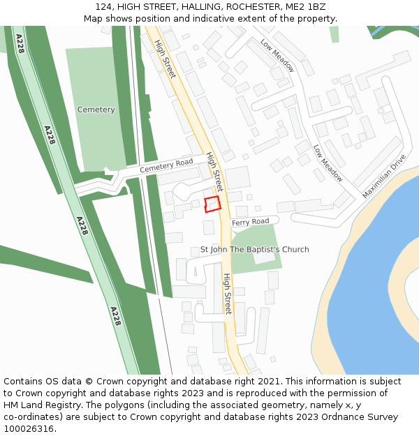 124, HIGH STREET, HALLING, ROCHESTER, ME2 1BZ: Location map and indicative extent of plot